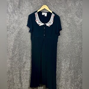 Vintage Betsys Things Dress Crochet Floral Collar Size 16P Romantic Soft Grunge